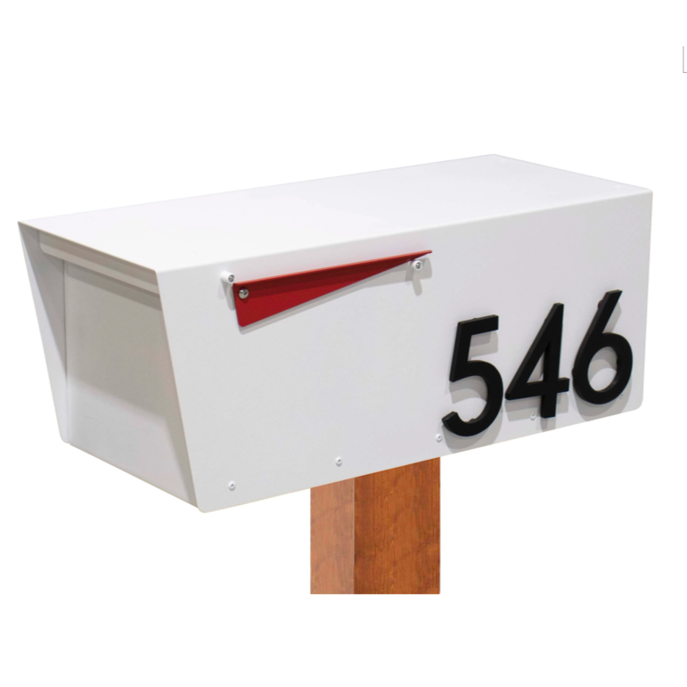 White Mailbox, Post-Mounted Modern Design #HC101