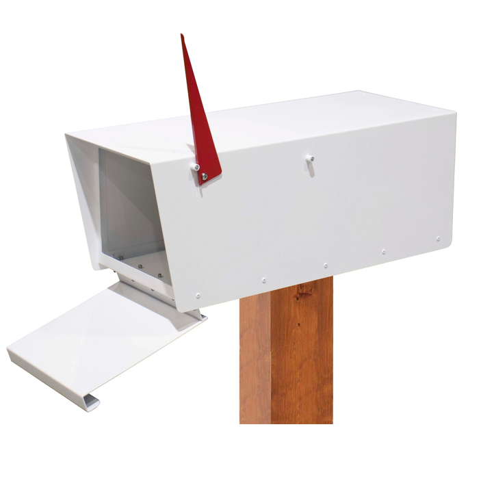 White Mailbox, Post-Mounted Modern Design #HC101