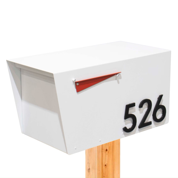 Large White Mailbox, Post-Mounted Contemporary Style #HC111