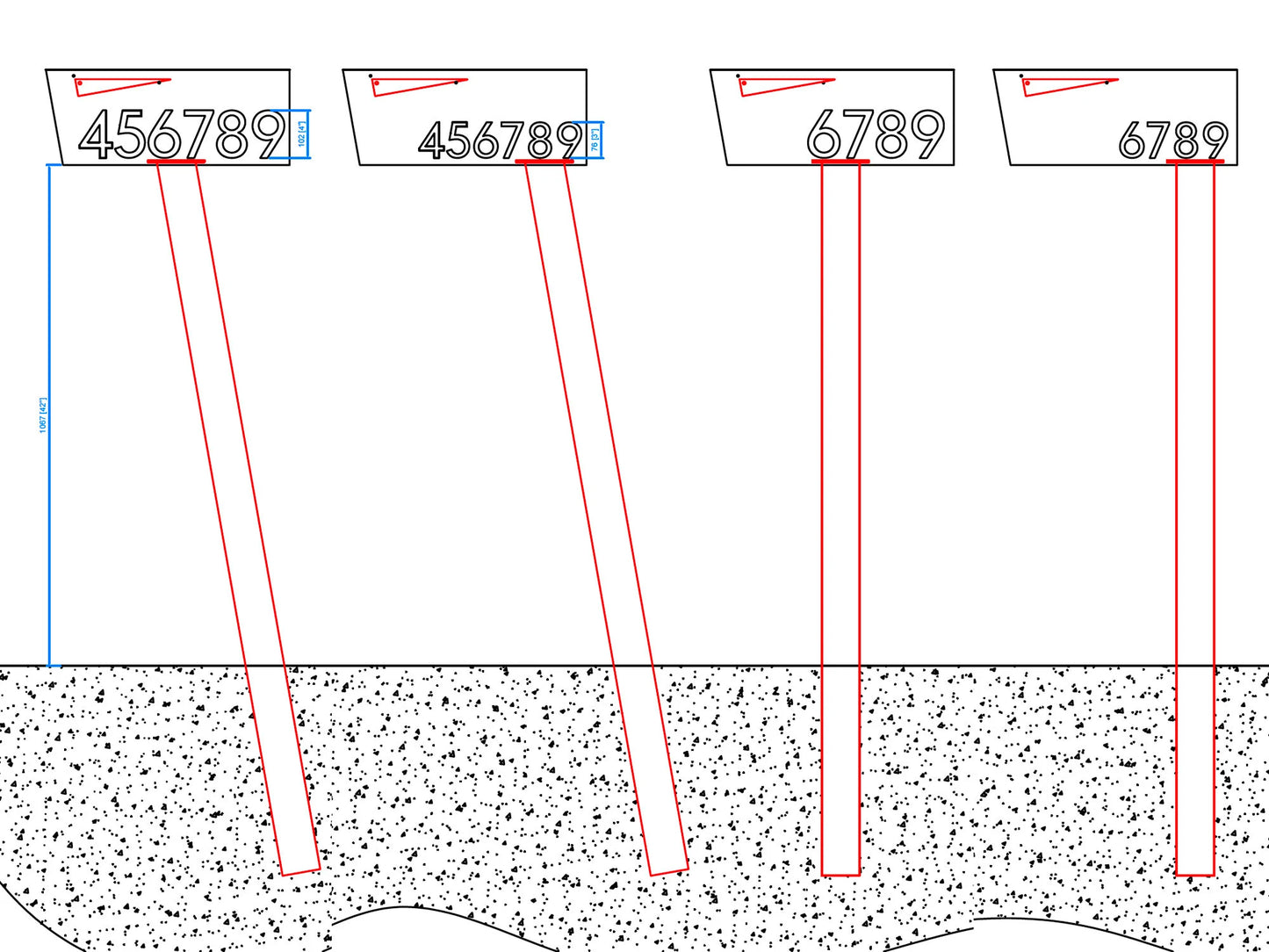 White Mailbox, Post-Mounted Modern Design #HC101