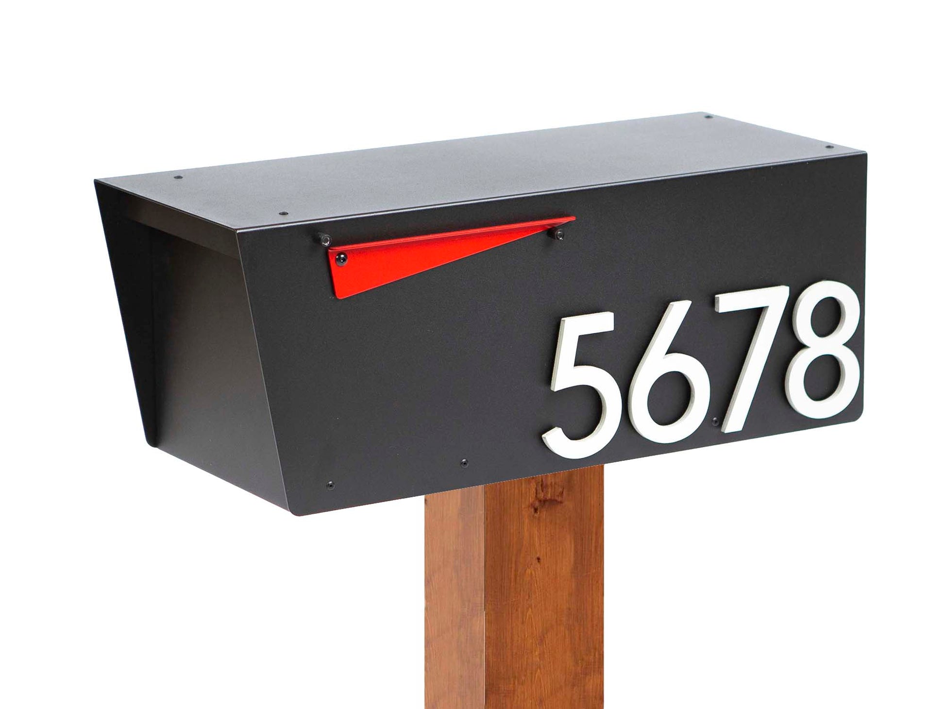 post-mounted mailbox with address numbers