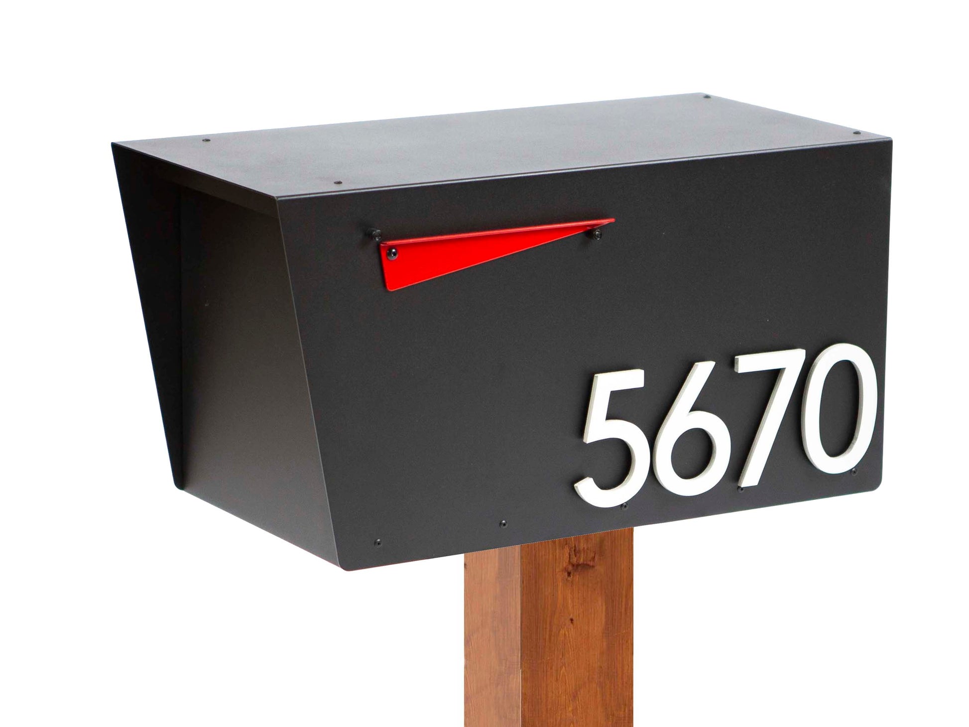 post-mounted mailbox with address numbers