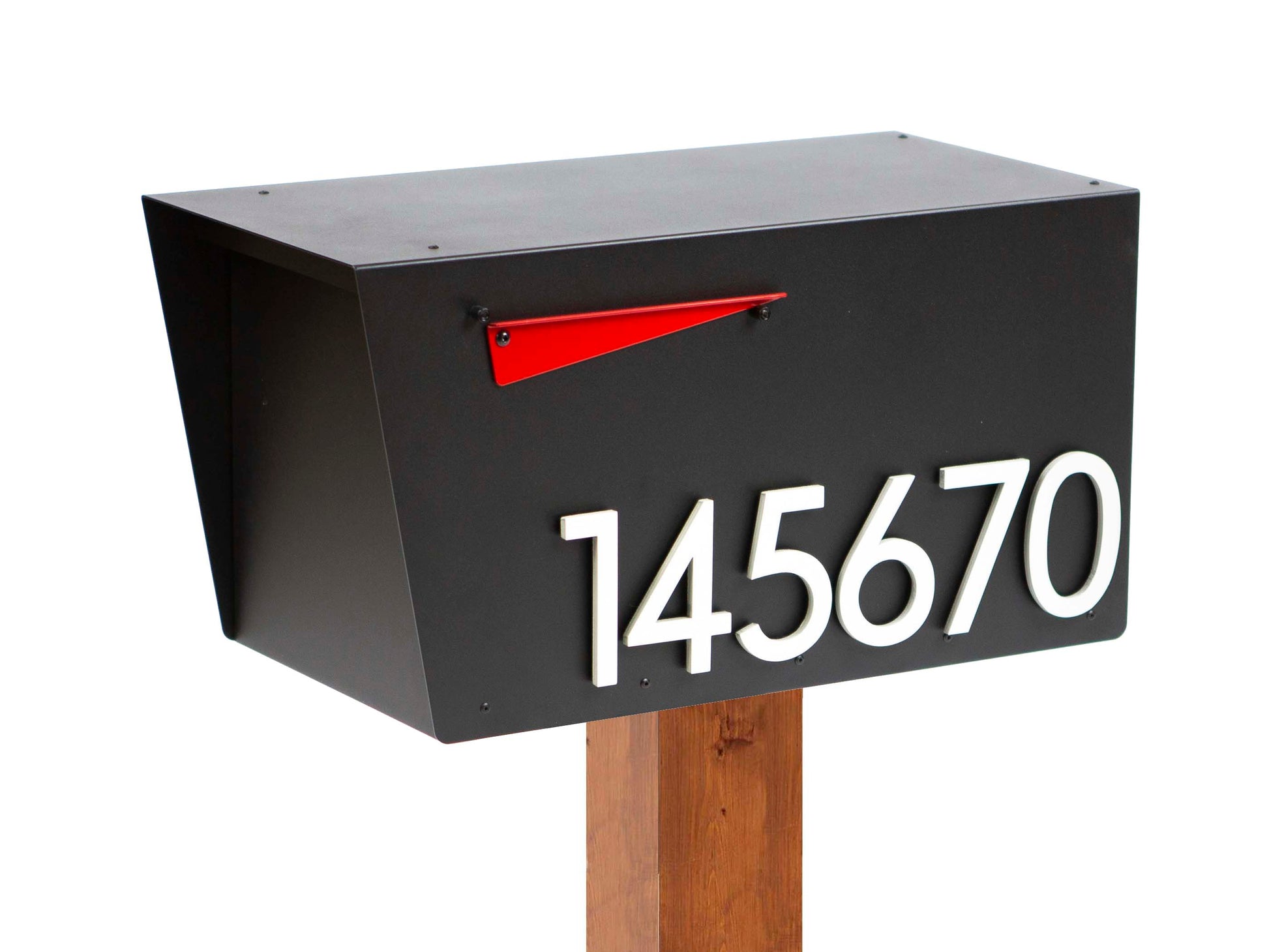 post-mounted mailbox with house numbers