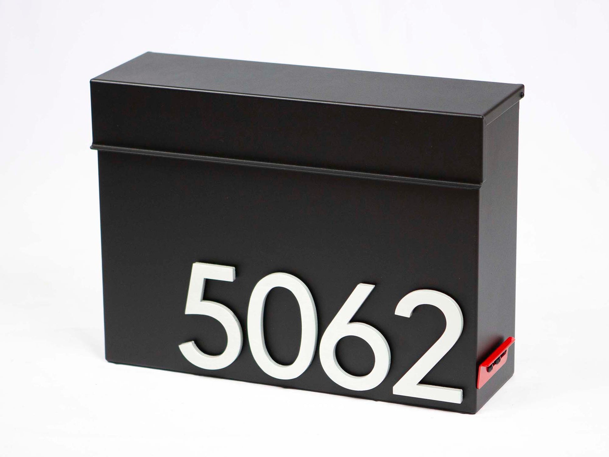 wall-mounted mailbox with address numbers